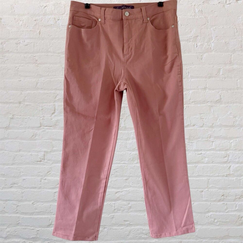 Women Gloria Vanderbilt Amanda High Rise Straight Leg Jeans Pink Size 12PS Short